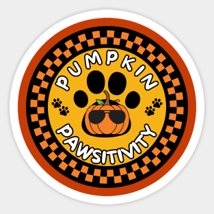 Cute Cool Halloween pumpkin paw print pawsitivity Sticker